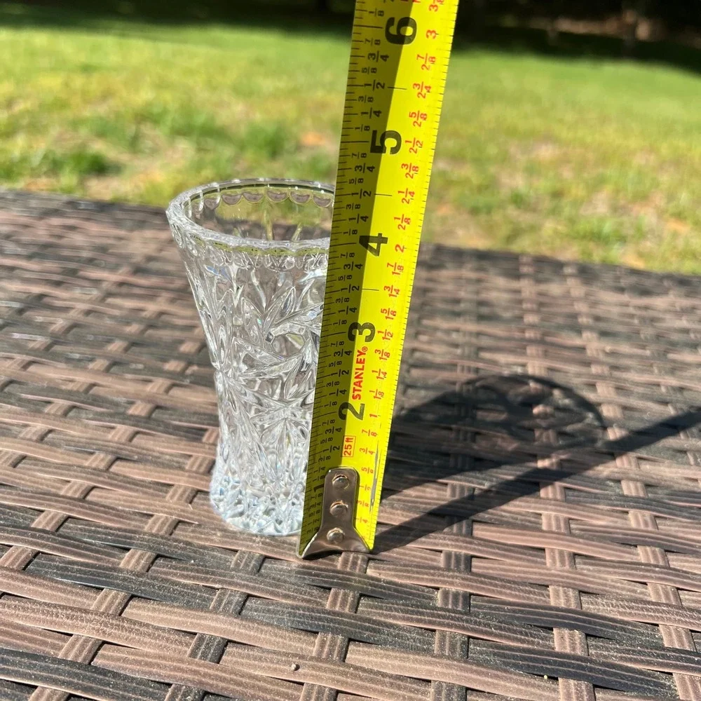 Lenox Lead‎ Crystal Star Pattern Bud Vase Starburst Cut Scalloped Rim 3.5